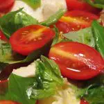 Caprese salad with cherry tomatoes from Basotxerri from Wikimedia Commons