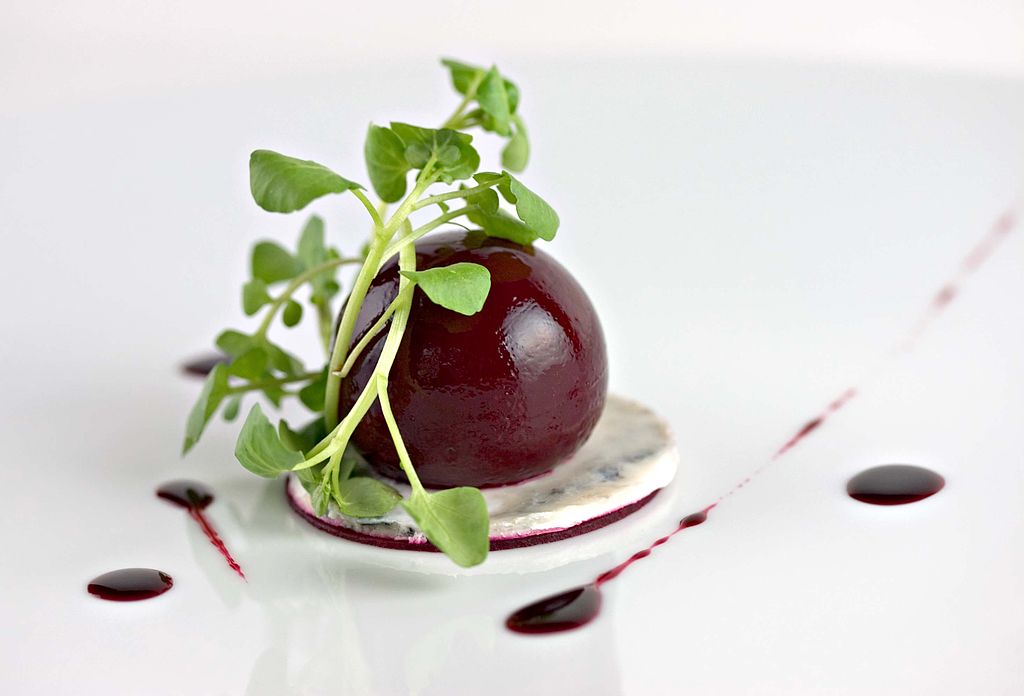 Photo of beet sphere from Visions Gourmandes