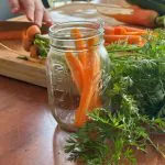 Carrots in a jar ready for pickling