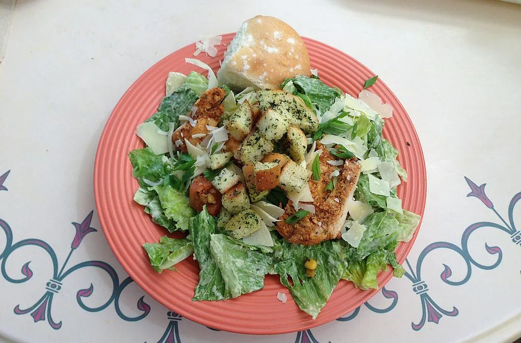 Chicken Caesar Salad with Grilled Romaine