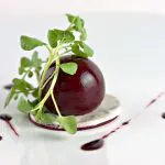 Photo of beet sphere from Visions Gourmandes